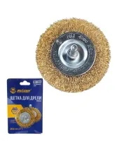 Щетка для дрели плоская  50 мм, 2", латунированная, волнистая проволока,"MAXIMUM" MX 17825